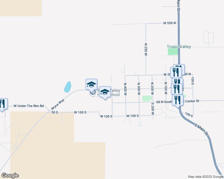 map of restaurants, bars, coffee shops, grocery stores, and more near North 500 West in Tropic