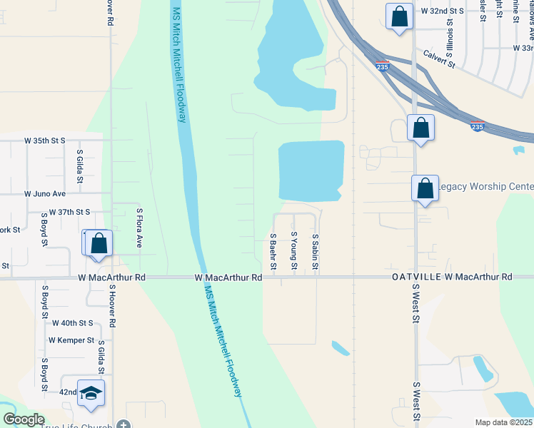 map of restaurants, bars, coffee shops, grocery stores, and more near 3701 South Baehr Street in Wichita
