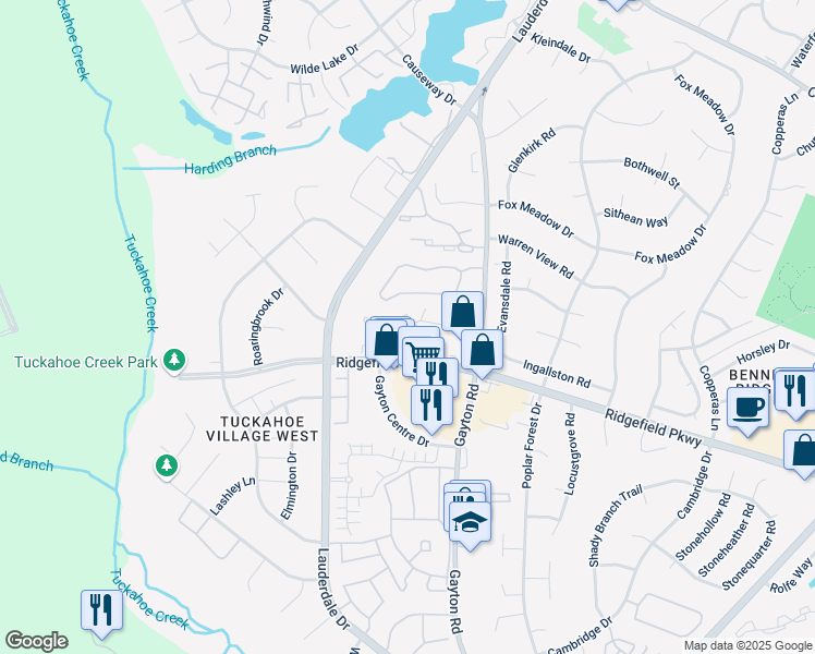 map of restaurants, bars, coffee shops, grocery stores, and more near 2514 Straw Bridge Chase East in Henrico
