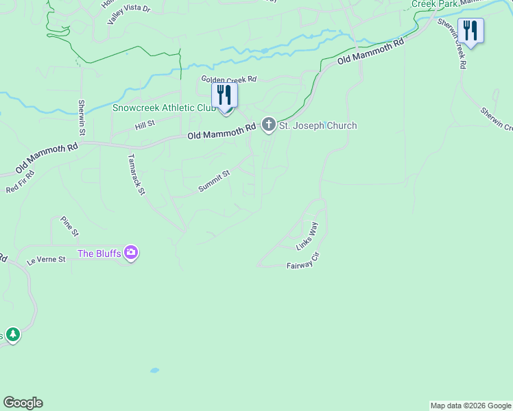 map of restaurants, bars, coffee shops, grocery stores, and more near 350 Ranch Road in Bishop