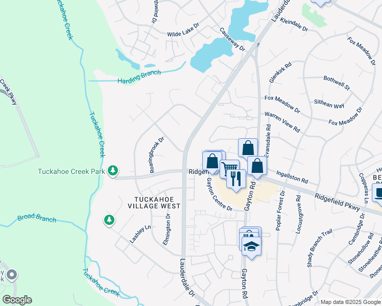 map of restaurants, bars, coffee shops, grocery stores, and more near 2509 Lauderdale Drive in Richmond