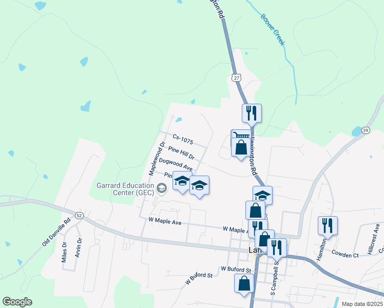 map of restaurants, bars, coffee shops, grocery stores, and more near 143 Pin Oak Drive in Lancaster