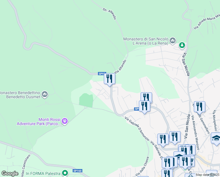 map of restaurants, bars, coffee shops, grocery stores, and more near 172 SP92 in Nicolosi