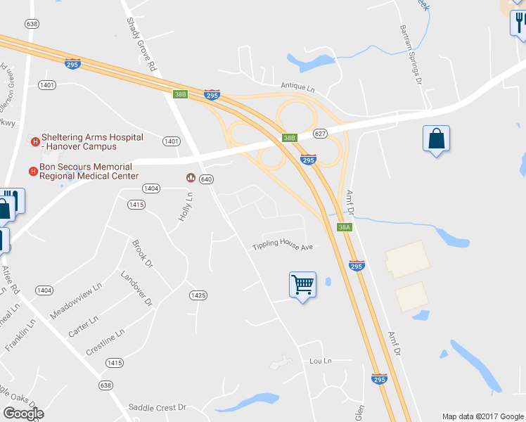 map of restaurants, bars, coffee shops, grocery stores, and more near 8114 Ordinary Keepers Ln in Mechanicsville