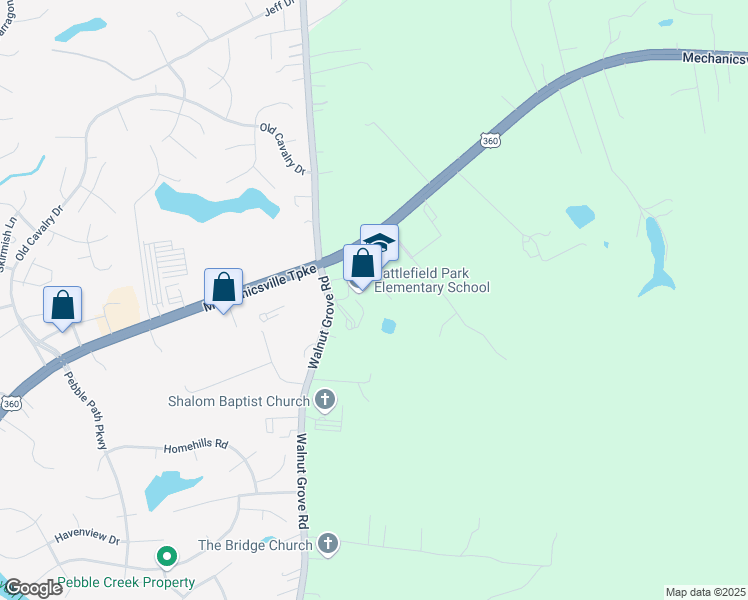 map of restaurants, bars, coffee shops, grocery stores, and more near 5501 Mechanicsville Turnpike in Mechanicsville
