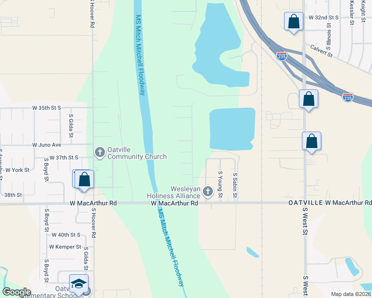 map of restaurants, bars, coffee shops, grocery stores, and more near 3701 South Baehr Street in Wichita