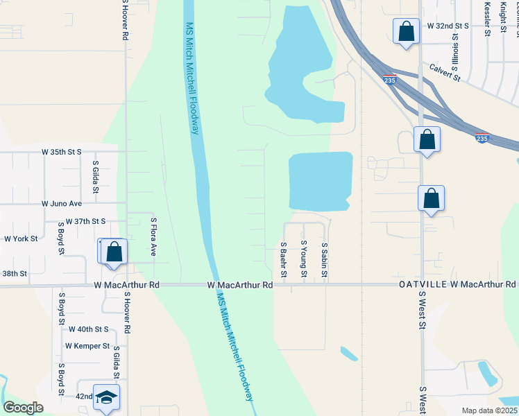 map of restaurants, bars, coffee shops, grocery stores, and more near 3701 South Baehr Street in Wichita