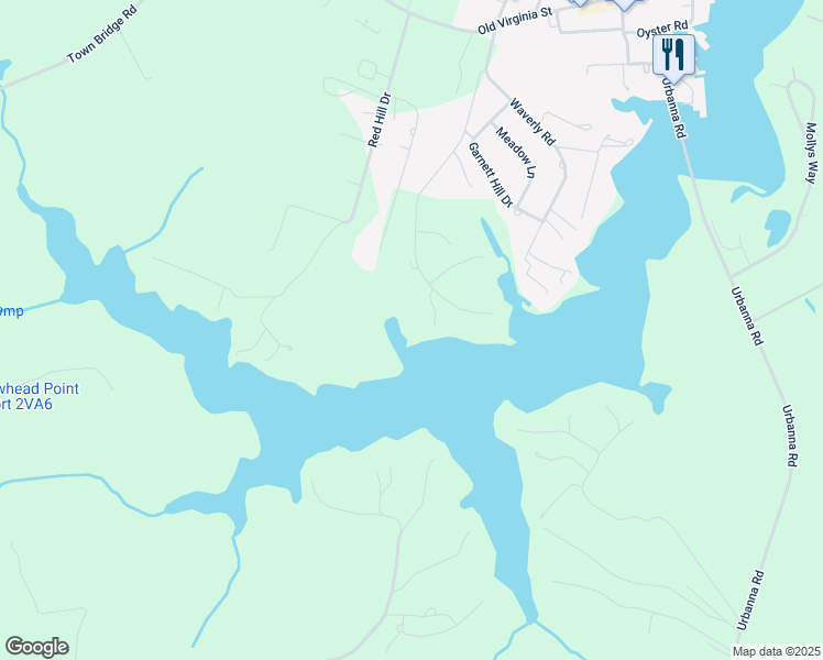 map of restaurants, bars, coffee shops, grocery stores, and more near Laurel Hill Drive in Urbanna