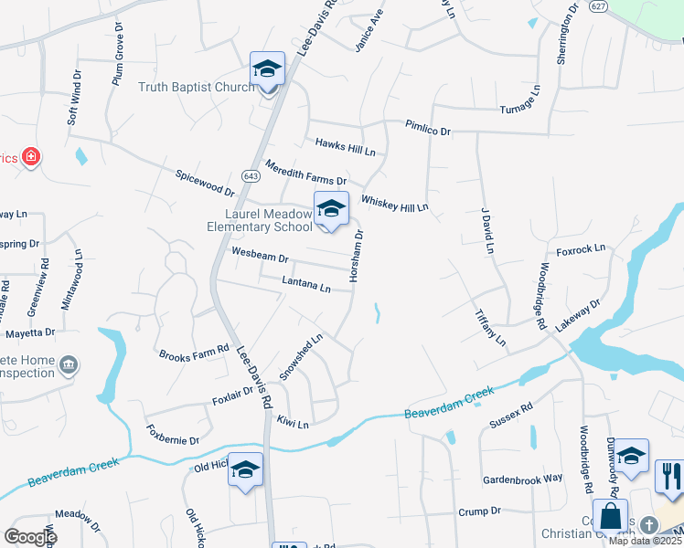 map of restaurants, bars, coffee shops, grocery stores, and more near 7035 Wesbeam Drive in Mechanicsville