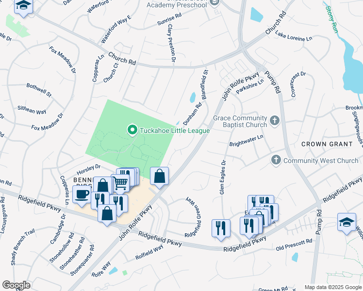 map of restaurants, bars, coffee shops, grocery stores, and more near 2516 Hawkesbury Court in Henrico