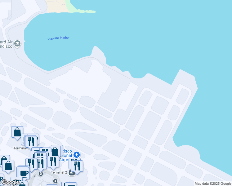 map of restaurants, bars, coffee shops, grocery stores, and more near N Access Rd in San Francisco