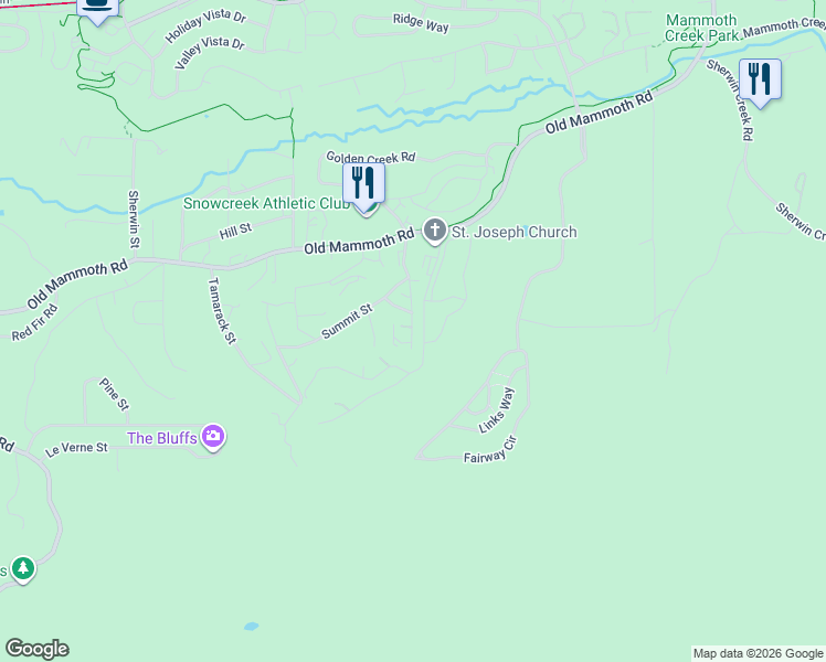 map of restaurants, bars, coffee shops, grocery stores, and more near 350 Ranch Road in Bishop