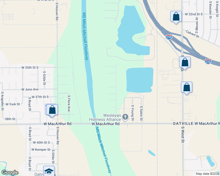 map of restaurants, bars, coffee shops, grocery stores, and more near 3701 South Baehr Street in Wichita