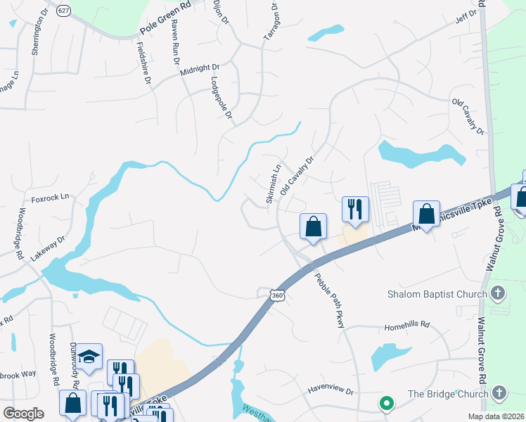 map of restaurants, bars, coffee shops, grocery stores, and more near 6142 Winding Hills Drive in Mechanicsville