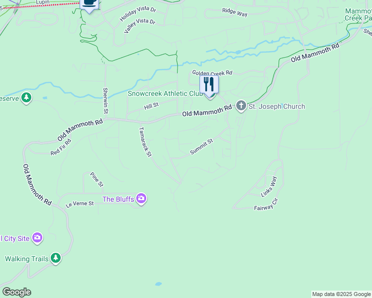 map of restaurants, bars, coffee shops, grocery stores, and more near 209 Summit Dr in Mammoth Lakes