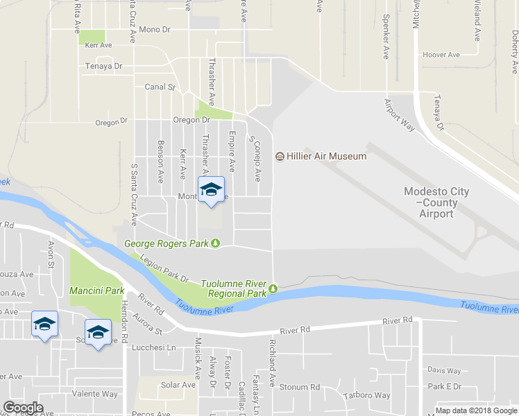 map of restaurants, bars, coffee shops, grocery stores, and more near 1737 Bonnie Brae Avenue in Modesto