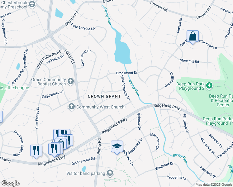 map of restaurants, bars, coffee shops, grocery stores, and more near 10407 Silverbrook Drive in Henrico