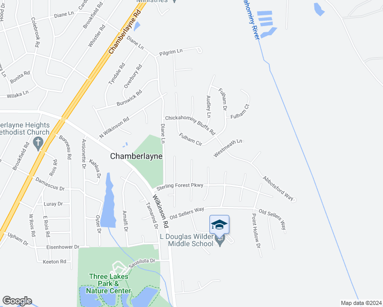 map of restaurants, bars, coffee shops, grocery stores, and more near 8029 Gardenwood Terrace in Richmond
