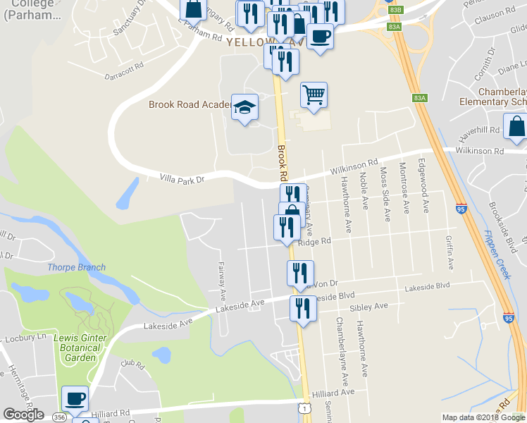 map of restaurants, bars, coffee shops, grocery stores, and more near 7522 Wentworth Avenue in Henrico
