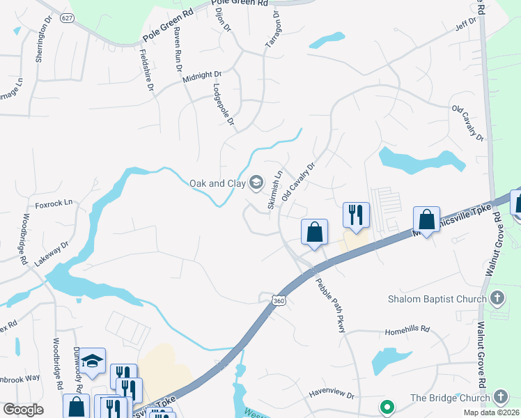 map of restaurants, bars, coffee shops, grocery stores, and more near 6160 Retreat Hill Lane in Mechanicsville