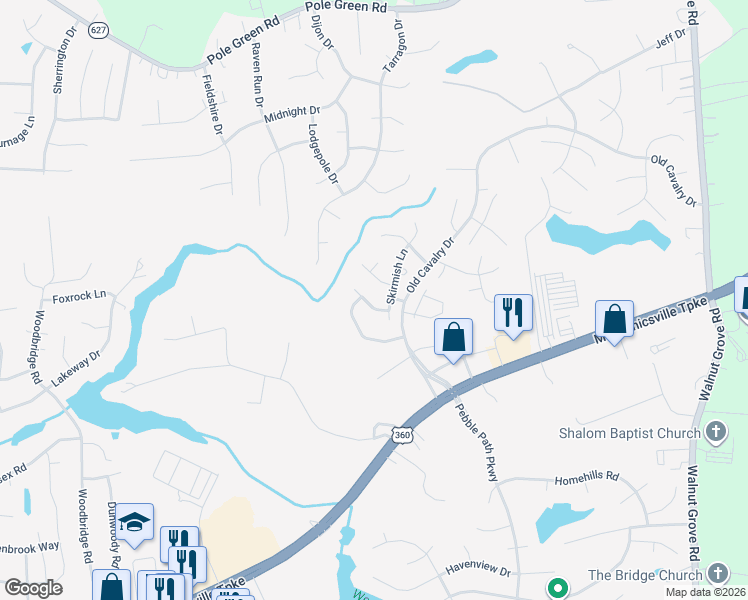 map of restaurants, bars, coffee shops, grocery stores, and more near 6170 Retreat Hill Lane in Mechanicsville