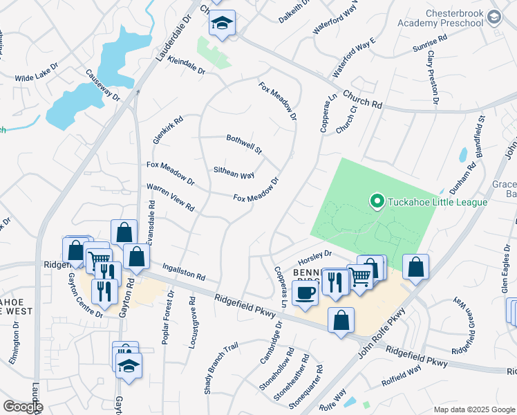 map of restaurants, bars, coffee shops, grocery stores, and more near 12613 Cutler Ridge Drive in Richmond