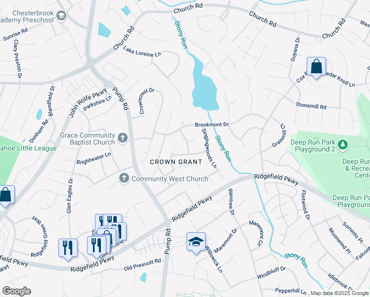 map of restaurants, bars, coffee shops, grocery stores, and more near 2309 Littlefox Drive in Richmond