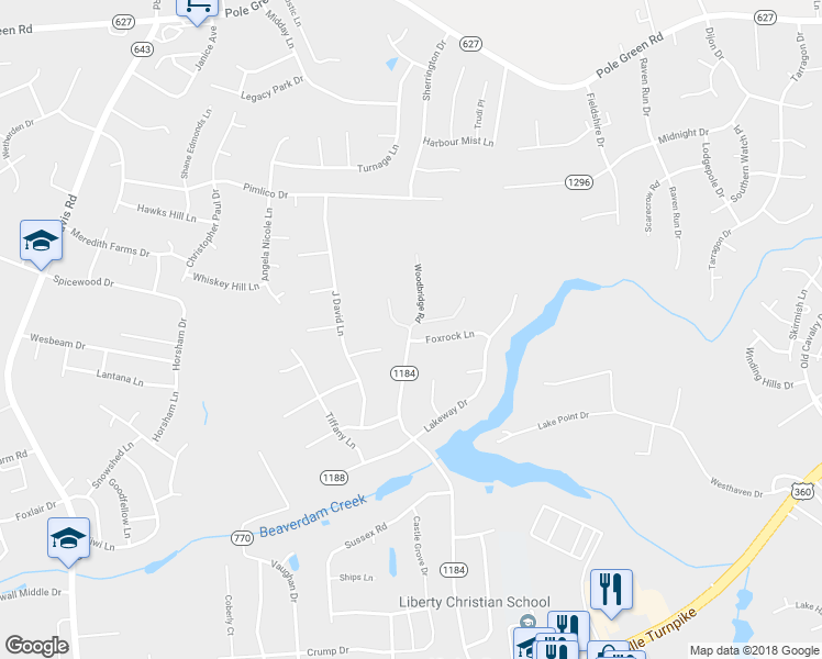 map of restaurants, bars, coffee shops, grocery stores, and more near 12254 Woodbridge Road in Mechanicsville