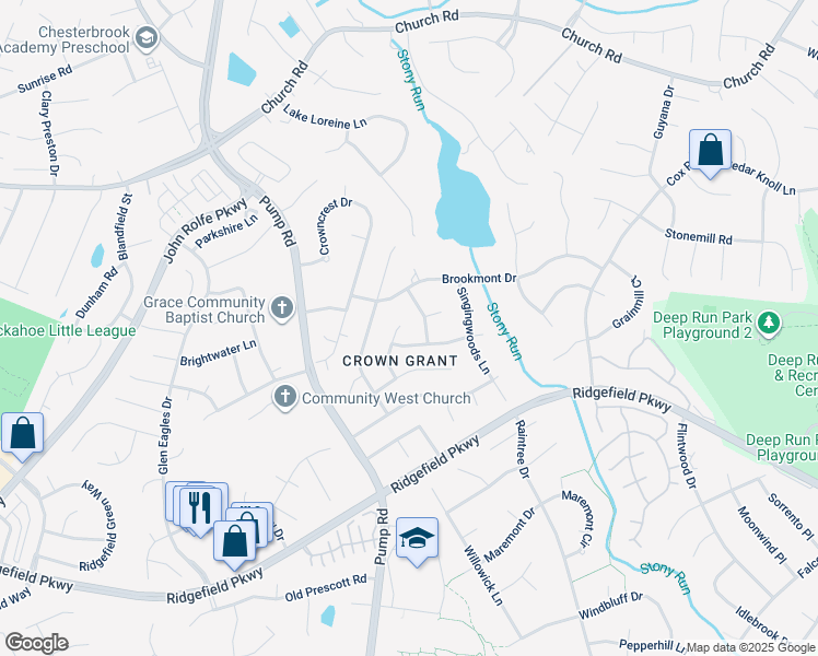 map of restaurants, bars, coffee shops, grocery stores, and more near 2309 Littlefox Drive in Richmond