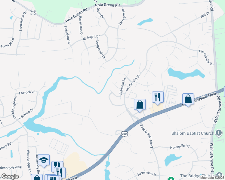 map of restaurants, bars, coffee shops, grocery stores, and more near 6170 Retreat Hill Lane in Mechanicsville