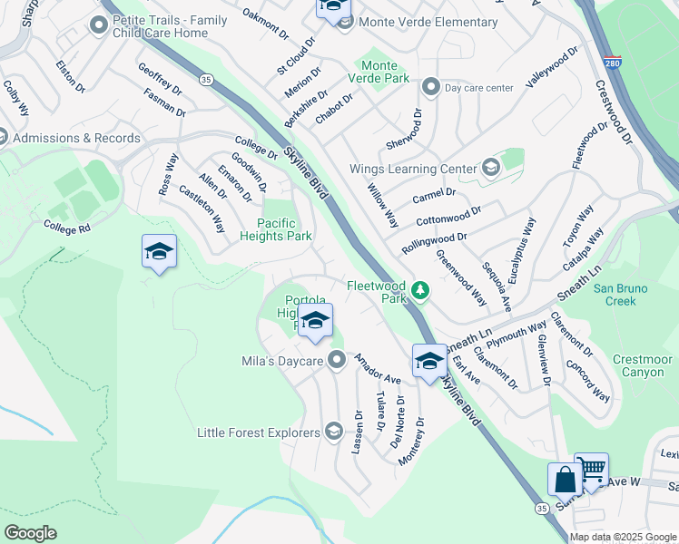 map of restaurants, bars, coffee shops, grocery stores, and more near in San Bruno