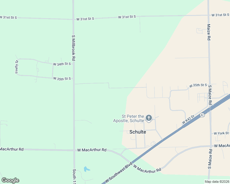 map of restaurants, bars, coffee shops, grocery stores, and more near West 35th Street South in Wichita
