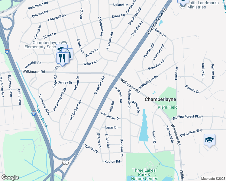 map of restaurants, bars, coffee shops, grocery stores, and more near 6109 Chamberlayne Road in Richmond