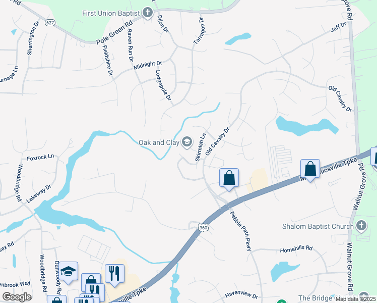 map of restaurants, bars, coffee shops, grocery stores, and more near 6159 Stockade Drive in Mechanicsville