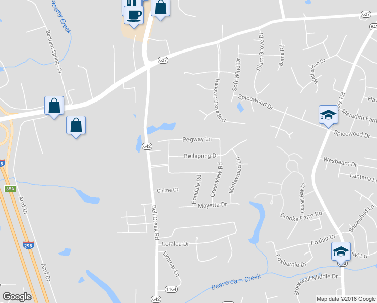 map of restaurants, bars, coffee shops, grocery stores, and more near 7250 Bellspring Drive in Mechanicsville
