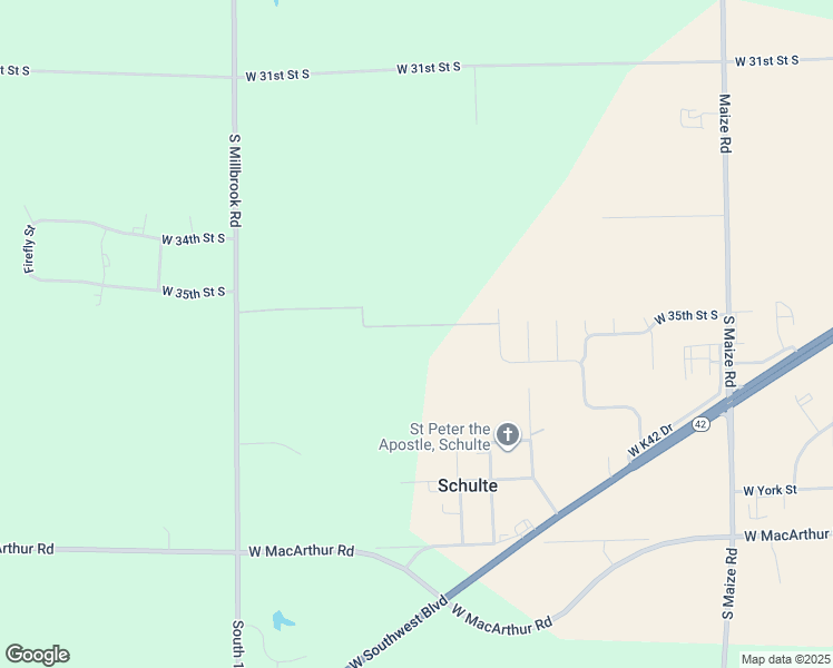 map of restaurants, bars, coffee shops, grocery stores, and more near West 35th Street South in Wichita