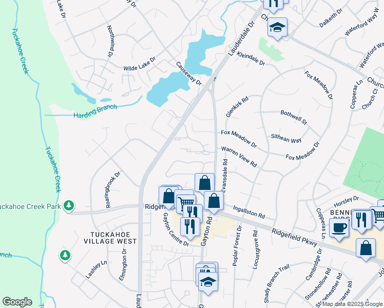 map of restaurants, bars, coffee shops, grocery stores, and more near 12319 Sir James Court in Henrico