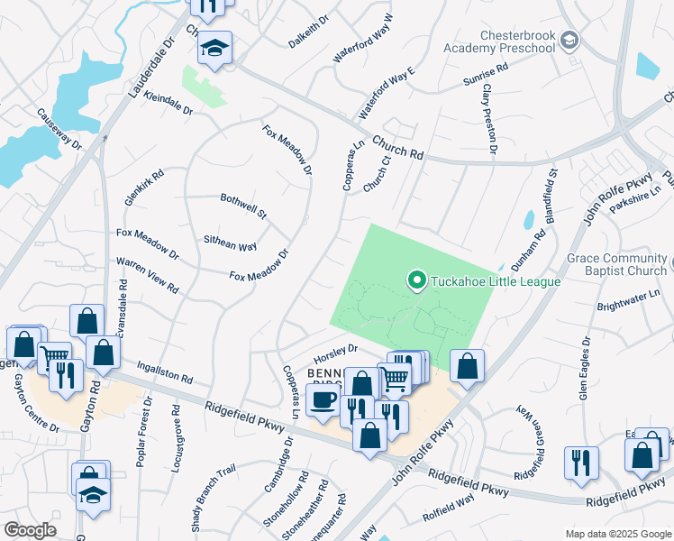 map of restaurants, bars, coffee shops, grocery stores, and more near 2813 Brandon Creek Place in Richmond