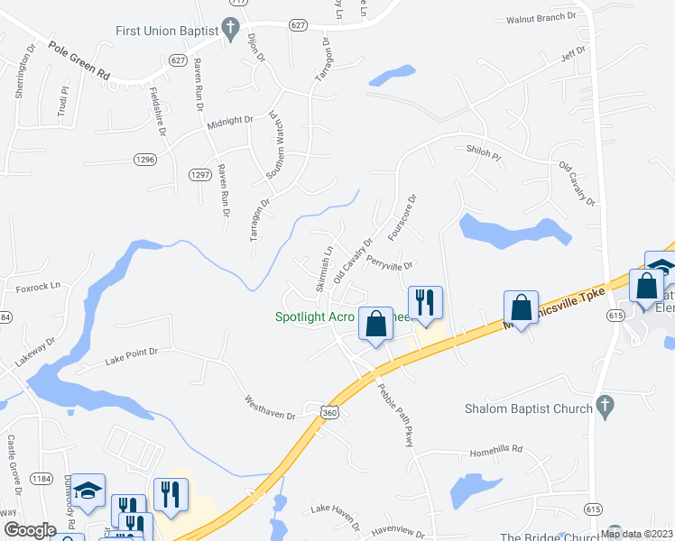 map of restaurants, bars, coffee shops, grocery stores, and more near 6139 Stockade Court in Mechanicsville