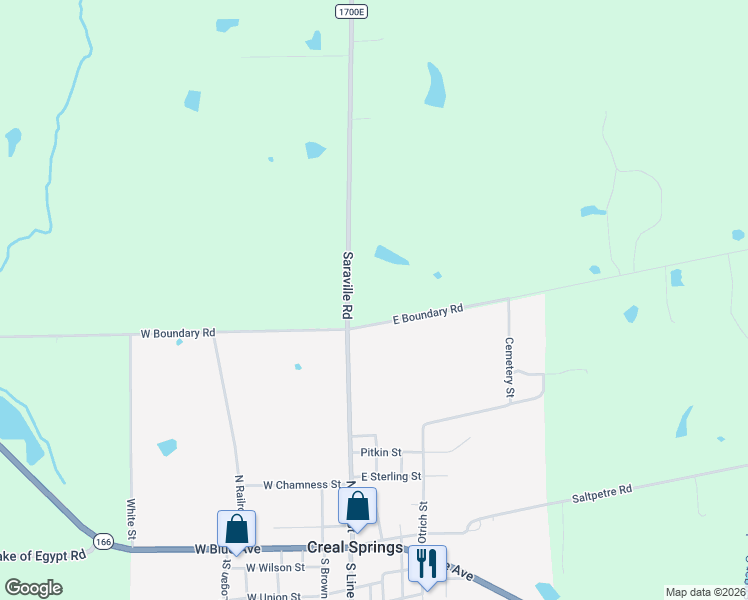 map of restaurants, bars, coffee shops, grocery stores, and more near 104 Boundary Road in Creal Springs