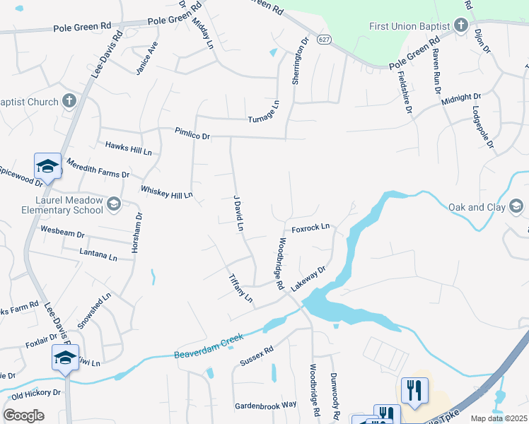 map of restaurants, bars, coffee shops, grocery stores, and more near 8215 Woodbridge Road in Mechanicsville