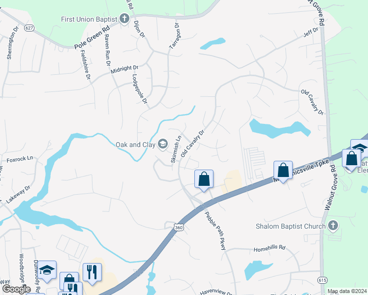 map of restaurants, bars, coffee shops, grocery stores, and more near 6138 Stockade Court in Mechanicsville