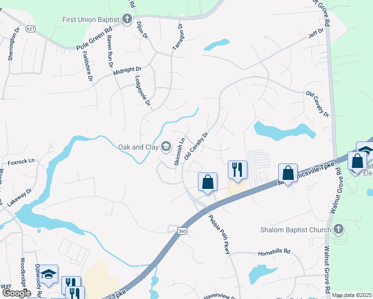 map of restaurants, bars, coffee shops, grocery stores, and more near 6138 Stockade Court in Mechanicsville
