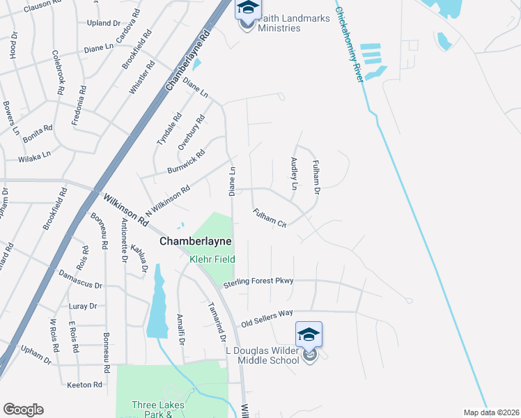map of restaurants, bars, coffee shops, grocery stores, and more near 211 Fulham Circle in Richmond