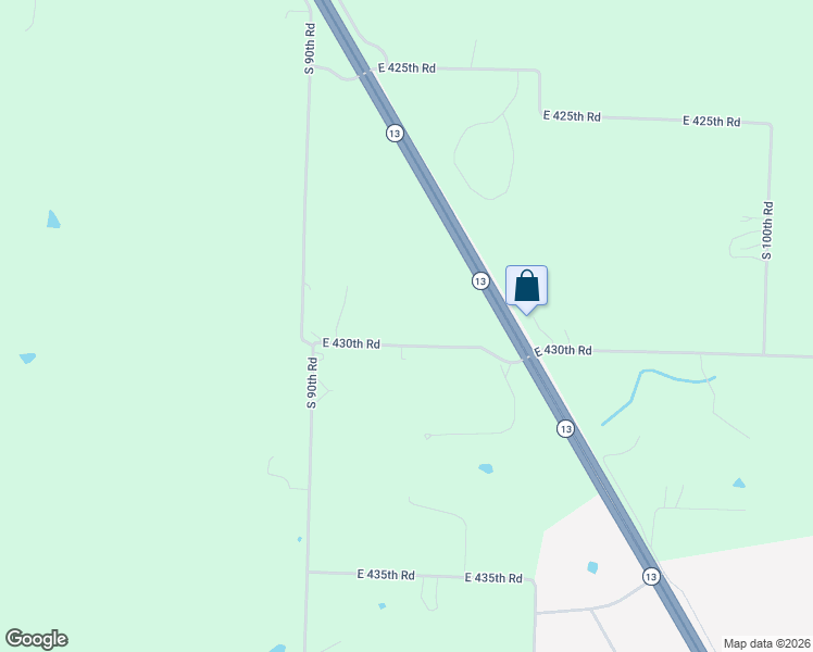 map of restaurants, bars, coffee shops, grocery stores, and more near 920-934 East 430th Road in Bolivar