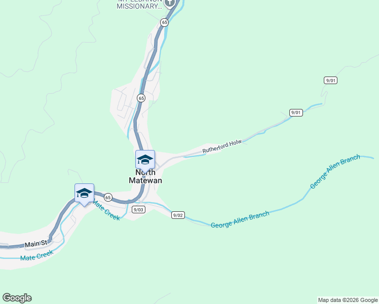 map of restaurants, bars, coffee shops, grocery stores, and more near 253 Rutherford Branch Road in Matewan