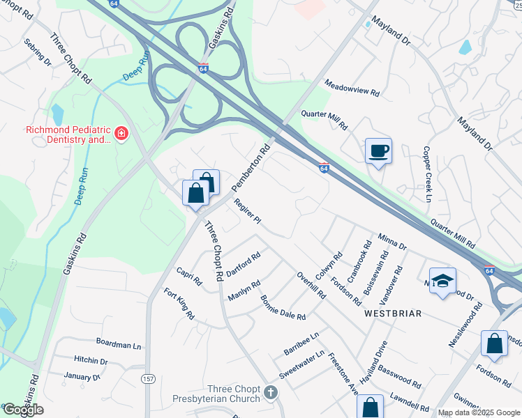 map of restaurants, bars, coffee shops, grocery stores, and more near 2420 Fordson Road in Henrico