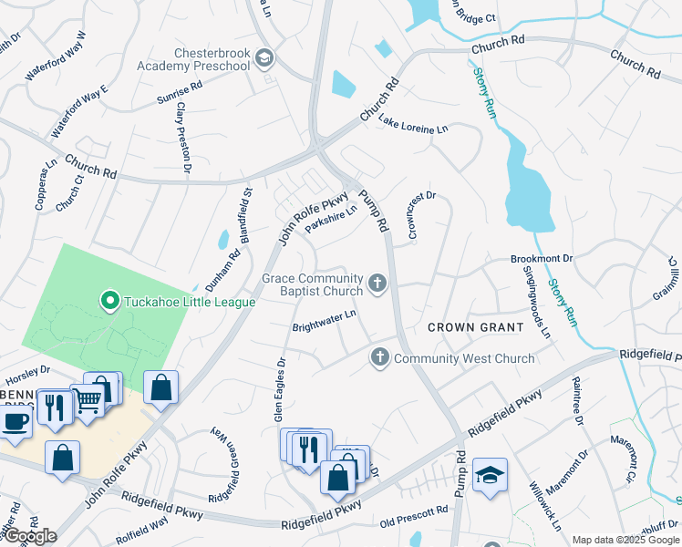 map of restaurants, bars, coffee shops, grocery stores, and more near 2440 Summerwood Drive in Richmond