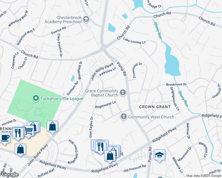 map of restaurants, bars, coffee shops, grocery stores, and more near 2440 Summerwood Drive in Richmond