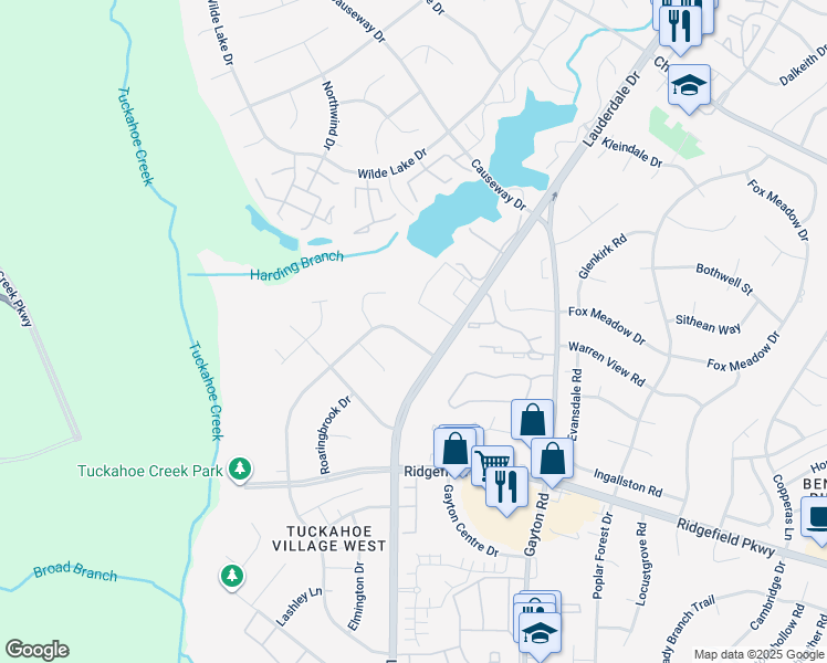 map of restaurants, bars, coffee shops, grocery stores, and more near 2723 Pleasant Run Drive in Henrico